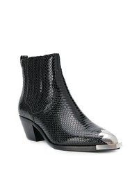 Черные кожаные ботильоны со змеиным рисунком от Ash