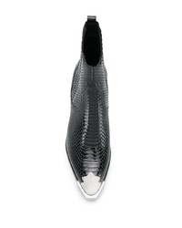 Черные кожаные ботильоны со змеиным рисунком от Ash