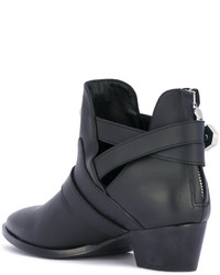 Черные кожаные ботильоны от Philipp Plein