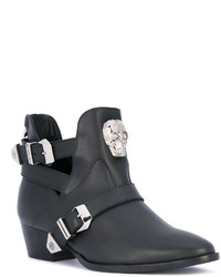 Черные кожаные ботильоны от Philipp Plein