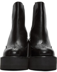 Черные кожаные ботильоны от Sacai