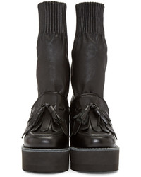 Черные кожаные ботильоны от Sacai
