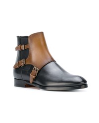 Черные кожаные ботильоны от Santoni