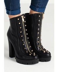 Черные кожаные ботильоны от LOST INK