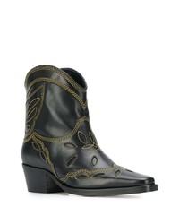 Черные кожаные ботильоны от Ganni