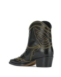 Черные кожаные ботильоны от Ganni