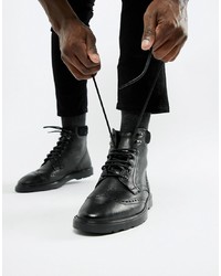 Черные кожаные ботинки броги от ASOS DESIGN