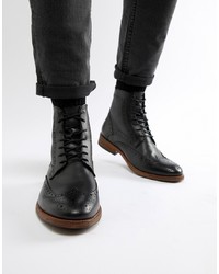 Черные кожаные ботинки броги от Barbour