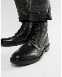 Черные кожаные ботинки броги от Base London