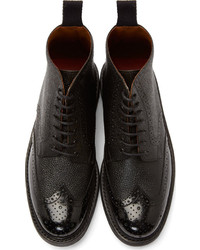 Черные кожаные ботинки броги от Grenson