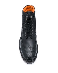 Черные кожаные ботинки броги от Santoni