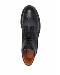 Черные кожаные ботинки броги от Santoni