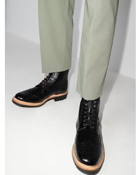 Черные кожаные ботинки броги от Grenson