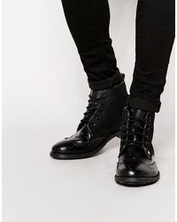 Черные кожаные ботинки броги от Original Penguin
