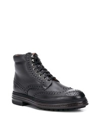 Черные кожаные ботинки броги от Santoni