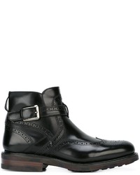 Черные кожаные ботинки броги от Salvatore Ferragamo