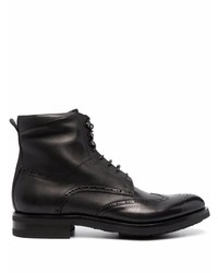 Черные кожаные ботинки броги от Santoni