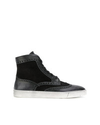 Черные кожаные ботинки броги от Santoni