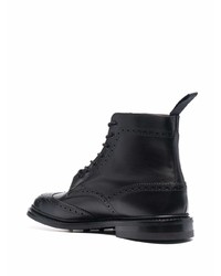 Черные кожаные ботинки броги от Tricker's
