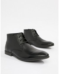 Черные кожаные ботинки дезерты от ASOS DESIGN