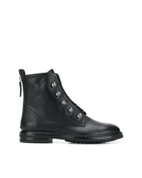 Женские черные кожаные ботинки на шнуровке с украшением от AGL