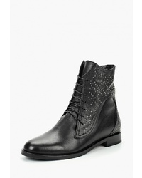 Женские черные кожаные ботинки на шнуровке с украшением от Brulloff