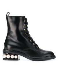 Женские черные кожаные ботинки на шнуровке с украшением от Nicholas Kirkwood