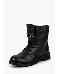 Женские черные кожаные ботинки на шнуровке с украшением от El Tempo