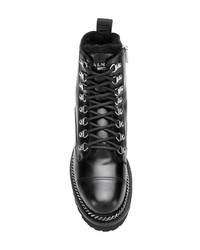 Женские черные кожаные ботинки на шнуровке с украшением от Balmain