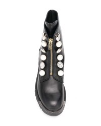 Женские черные кожаные ботинки на шнуровке с украшением от Tosca Blu