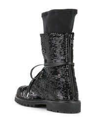 Женские черные кожаные ботинки на шнуровке с украшением от RtA