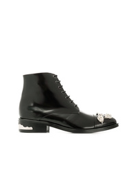 Женские черные кожаные ботинки на шнуровке с украшением от Toga Pulla