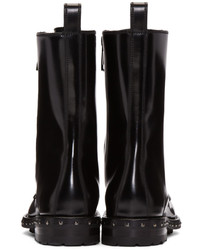 Женские черные кожаные ботинки на шнуровке с шипами от Dolce & Gabbana