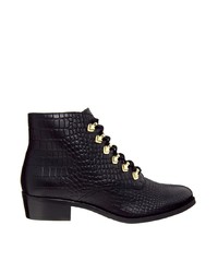 Женские черные кожаные ботинки на шнуровке с шипами от Bronx