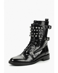 Женские черные кожаные ботинки на шнуровке с шипами от Brulloff