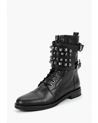Женские черные кожаные ботинки на шнуровке с шипами от Brulloff