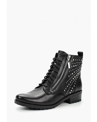 Женские черные кожаные ботинки на шнуровке с шипами от Caprice