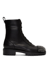 Женские черные кожаные ботинки на шнуровке с шипами от Christian Louboutin