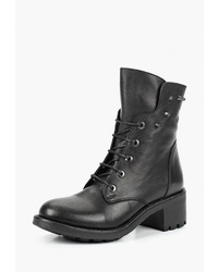 Женские черные кожаные ботинки на шнуровке с шипами от Clovis
