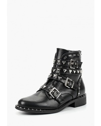 Женские черные кожаные ботинки на шнуровке с шипами от Ideal Shoes