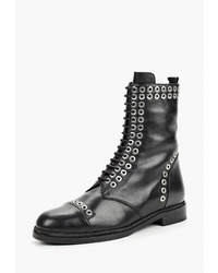 Женские черные кожаные ботинки на шнуровке с шипами от Ilvi