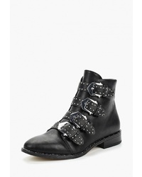 Женские черные кожаные ботинки на шнуровке с шипами от Keddo