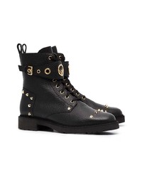Женские черные кожаные ботинки на шнуровке с шипами от Fendi