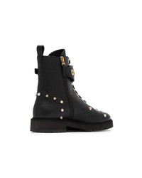 Женские черные кожаные ботинки на шнуровке с шипами от Fendi