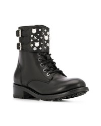 Женские черные кожаные ботинки на шнуровке с шипами от Karl Lagerfeld