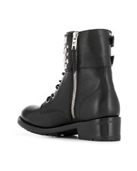 Женские черные кожаные ботинки на шнуровке с шипами от Karl Lagerfeld