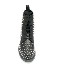 Женские черные кожаные ботинки на шнуровке с шипами от Alexander McQueen