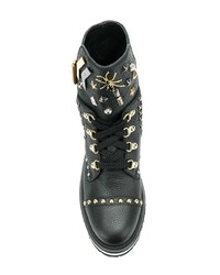 Женские черные кожаные ботинки на шнуровке с шипами от Fabi