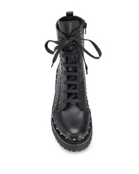 Женские черные кожаные ботинки на шнуровке с шипами от Pinko