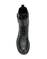 Женские черные кожаные ботинки на шнуровке с шипами от Salvatore Ferragamo